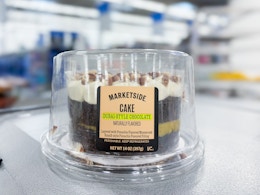 dubai style chocolate cake on shelf at walmart
