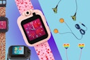 Various photos of different styles of the Playzoon Kids' Smartwatch & Earbuds sets