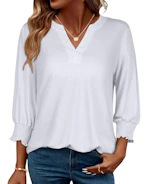 Women's 3/4 Sleeve V-Neck Blouse