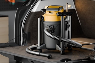 wet dry vacuum in back of car