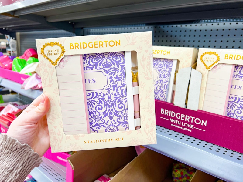 hand holding bridgerton stationery set at walmart