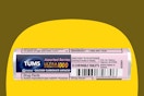 tums antacides on yellow and olive background