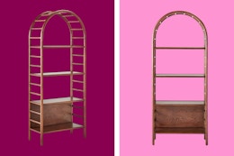 studio mcgee arched wooden bookcase side by side