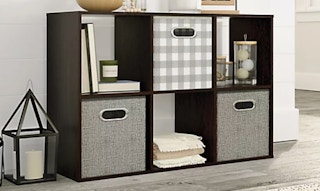 Stock image of a brown cube storage organizer