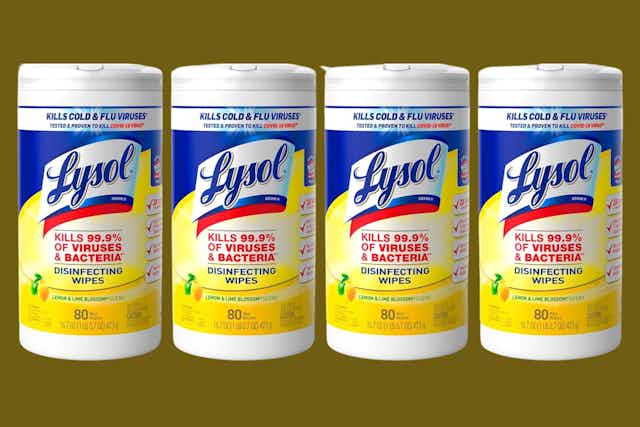 Lysol Wipes 4-Pack, as Low as $9.72 on Amazon  card image