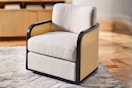 Lifestyle image of the Better Homes & Gardens Swivel Cane Accent Chair