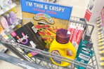 groceries in a walgreens shopping cart