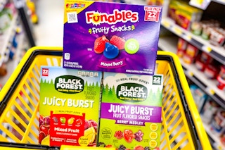 black forest and funables fruit snacks in DG shopping basket