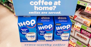 IHOP coffee and K-cups on a display in store