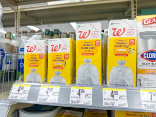 walgreens brand trash bags on shelf