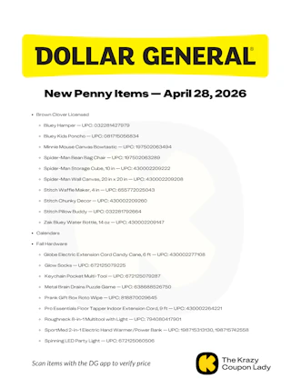 Dollar General Penny List for April 28 page 1