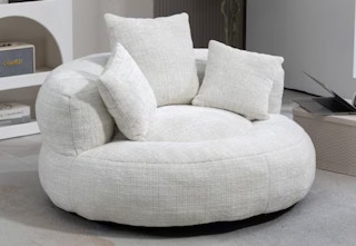 white round bean bag chenille chair