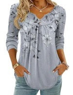 Women's Long Sleeve Henley Top