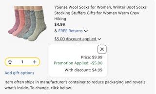 socks Amazon receipt