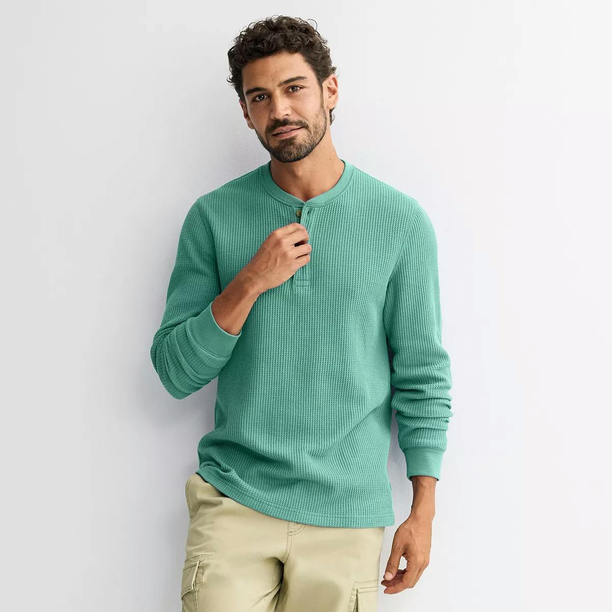 Men's Waffle Henley Tee