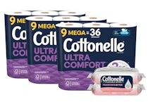 3 Cottonelle Toilet Paper + 1 Wipes
