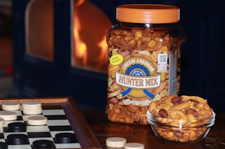 Southern Style Nuts Cheesy Cheddar Hunter Mix on table