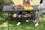 a camping table outside