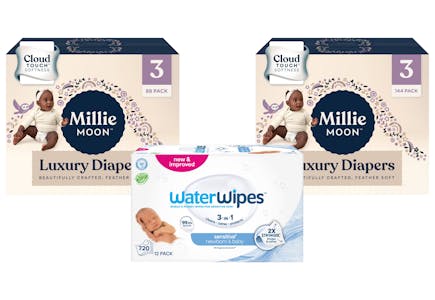 2 Millie Moon + 1 Water Wipes