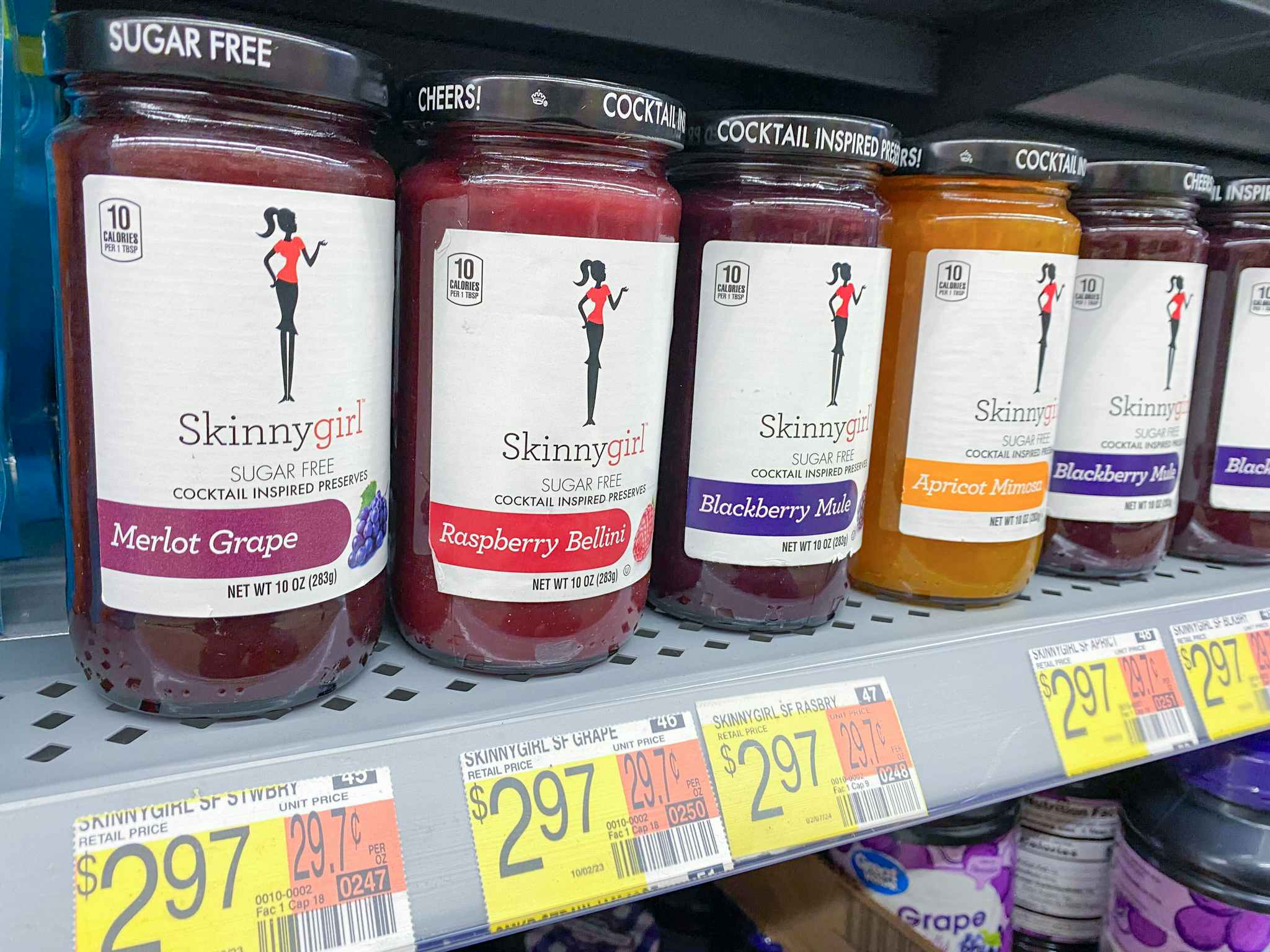 shelf of skinnygirl brand preserves