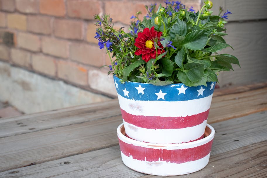 Make an American Flag Flower Pot in 6 Easy Steps - The Krazy Coupon Lady