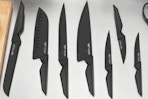 kitchen knife set on a table