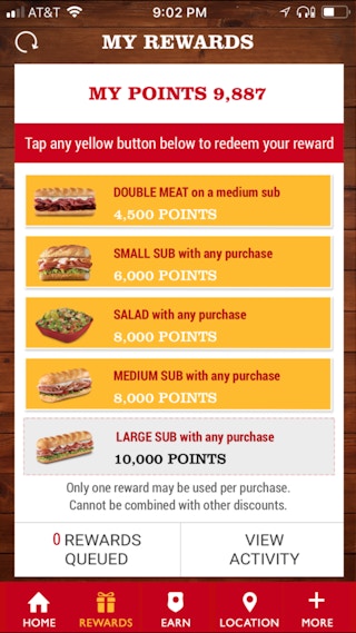 screenshot from firehouse subs app