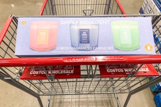 costco simply indulgent 12 oz candle 3 pack in cart
