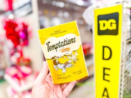 hand holding temptations cat treats