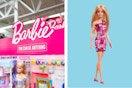 Barbie signage and a Barbie doll