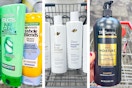 collage image of garnier, dove, and tresemme shampoo