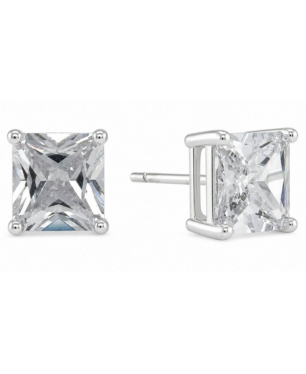 Cubic Zirconia Square Stud Earrings