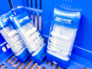3 Gilette Gel Deodorants in Walmart shopping cart
