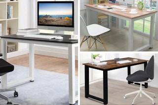 Wood desk, 3 colors, black, oak, retro