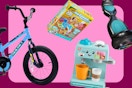 Rocket bike, Crayola Ice Cream set, Fisher Price Cafe, and Jetson hoverboard