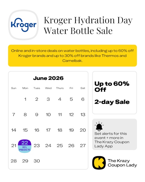 Kroger Hydration Day Water Bottle Sale predicted start date in June