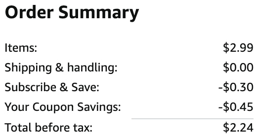 an amazon order summary ending in $2.24