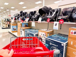 safety 1st car seats sitting on a target shelf