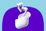 apple airpods on a blue and purple background
