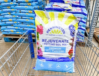 one bag of Pennington Rejuvante potting soil mix in shopping cart