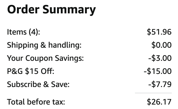 Tide laundry detergents Amazon receipt