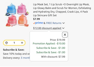 lip masks Amazon receipt