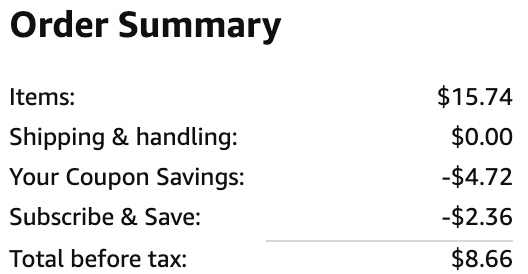 an amazon order summary ending in $8.66