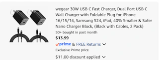 chargers Amazon receipt