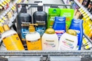 tresemme, garnier, shea moisture, ogx, and walgreens brand haircare products in a cart