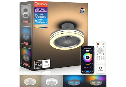 Smart Wi-Fi and Bluetooth Ceiling Fan