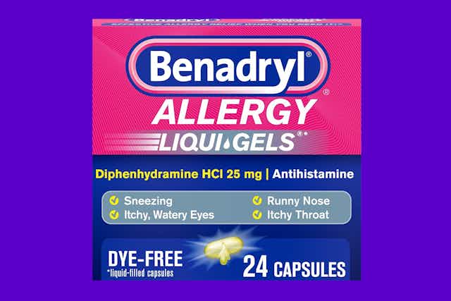Benadryl 24-Count Liqui-Gel Allergy Medicine, Now $3.90 on Amazon card image