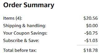 an amazon order summary ending in $18.78