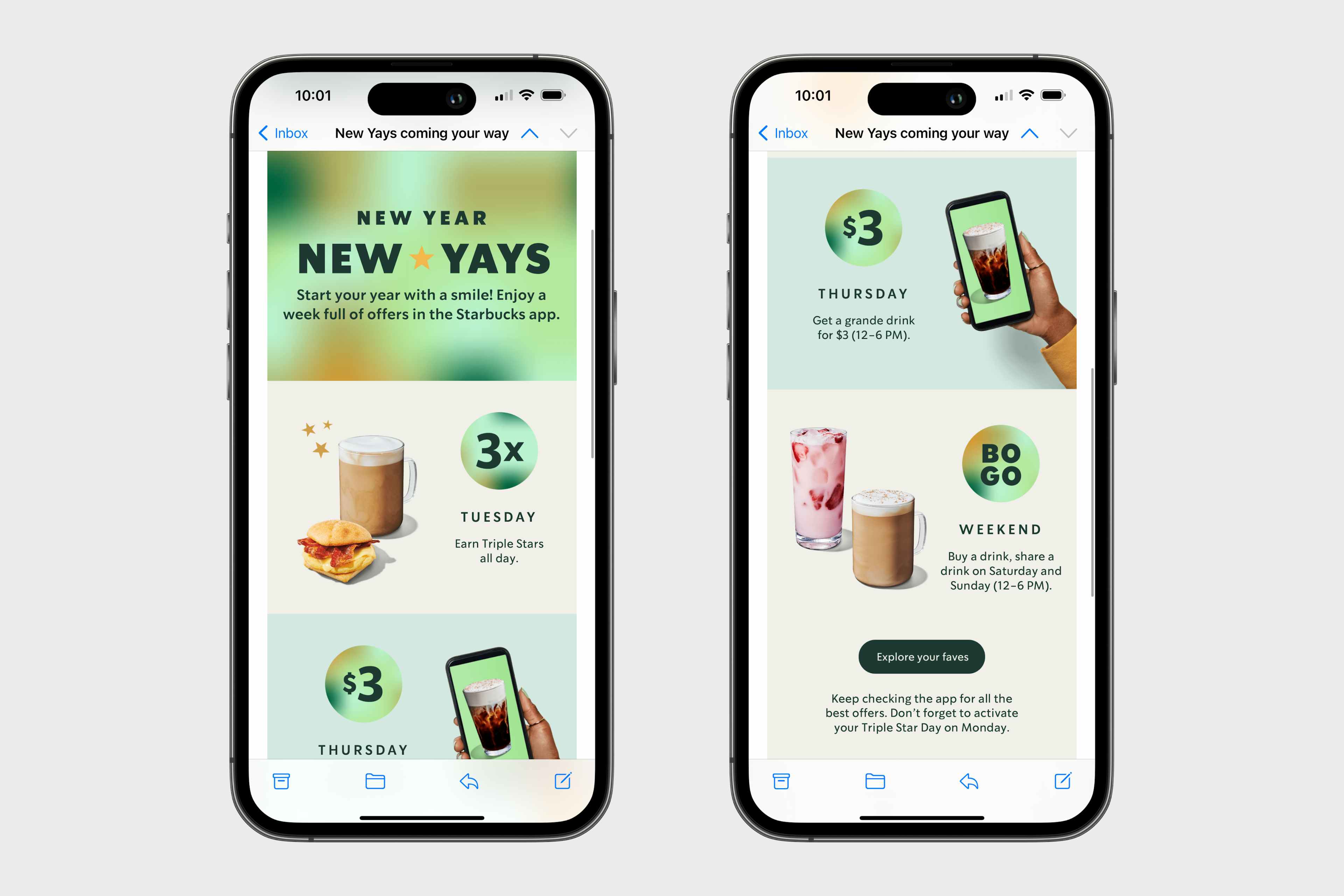 starbucks offers for the new year on phone screens 