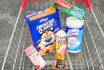 shopping cart filled with products